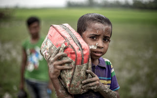 Rohingya Refugees flee to Bangladesh. Photo Credit: Kathleen Prior